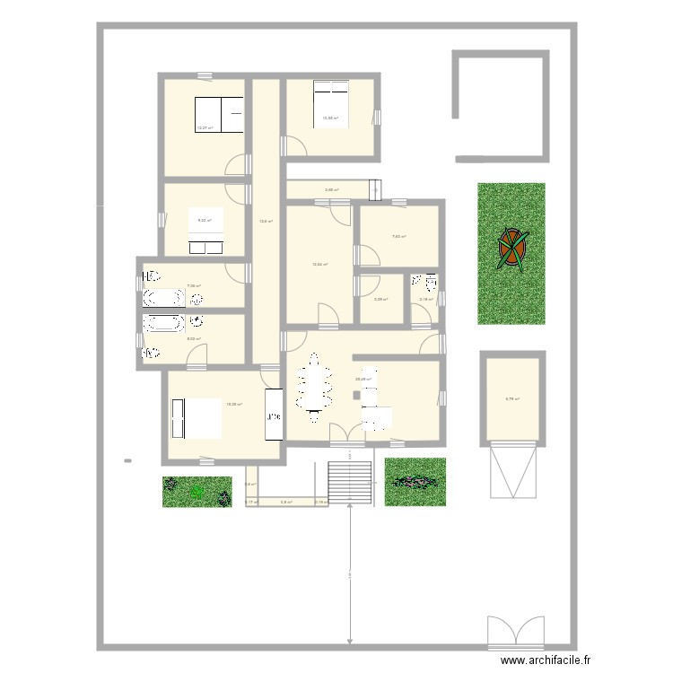 Plan maison. Plan de 18 pièces et 137 m2