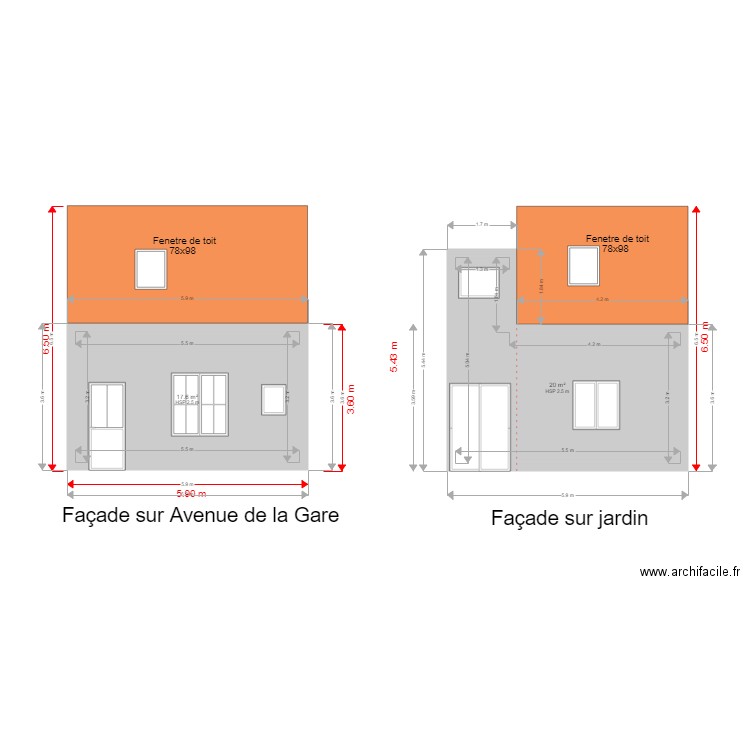 Plan execution Façades. Plan de 0 pièce et 0 m2