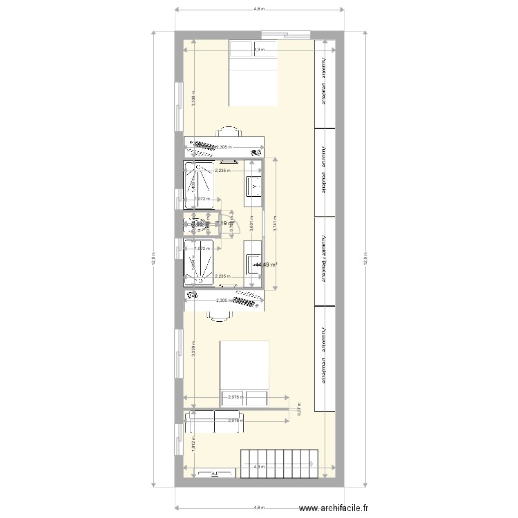 karim diderot étage 3 meublé. Plan de 0 pièce et 0 m2