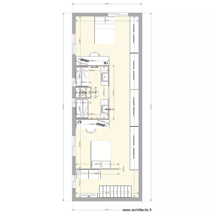 karim diderot &eacute;tage 3 meubl&eacute;. Plan de 