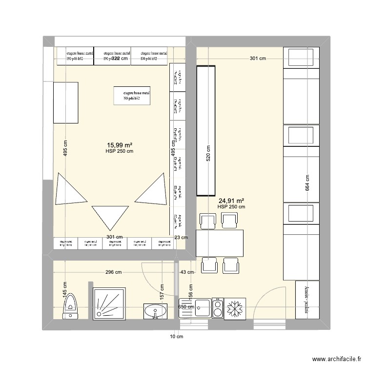 garage final. Plan de 2 pièces et 41 m2