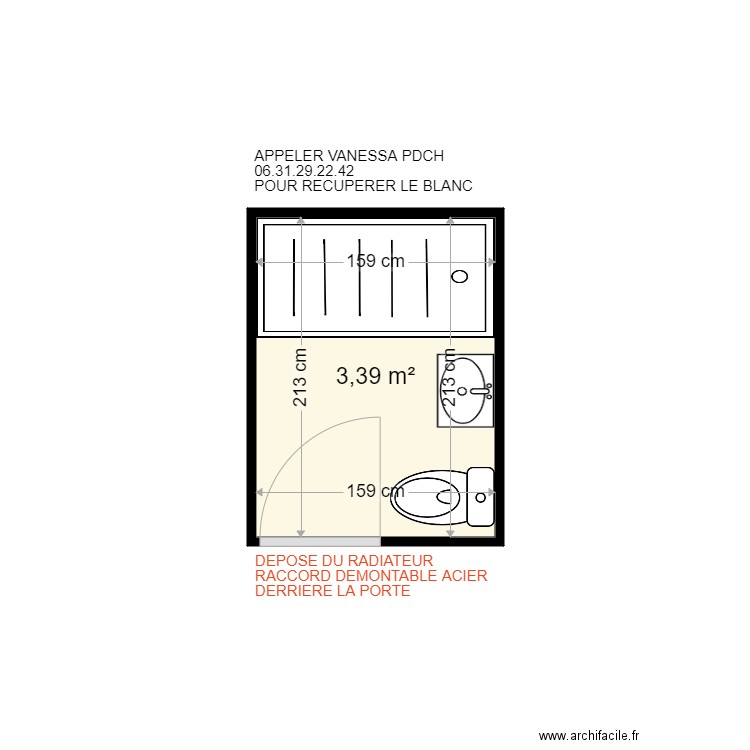 MAILLARD HELENE . Plan de 1 pièce et 3 m2