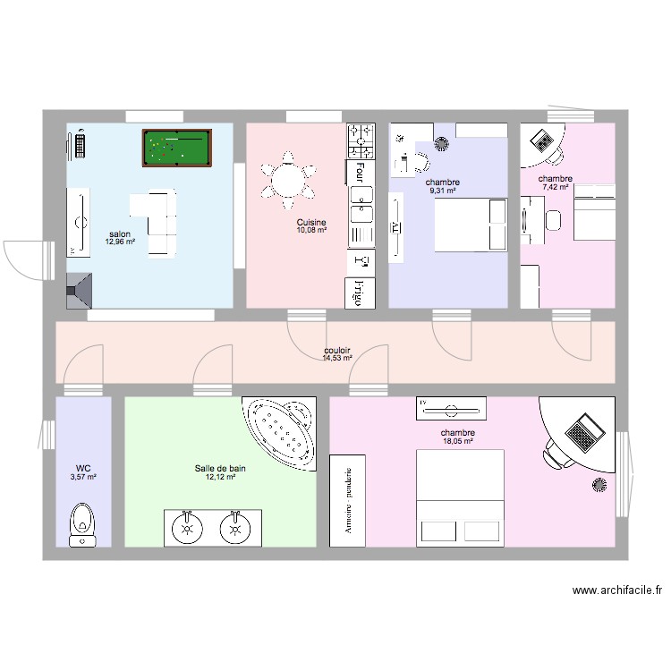 plan maison 2. Plan de 8 pièces et 88 m2