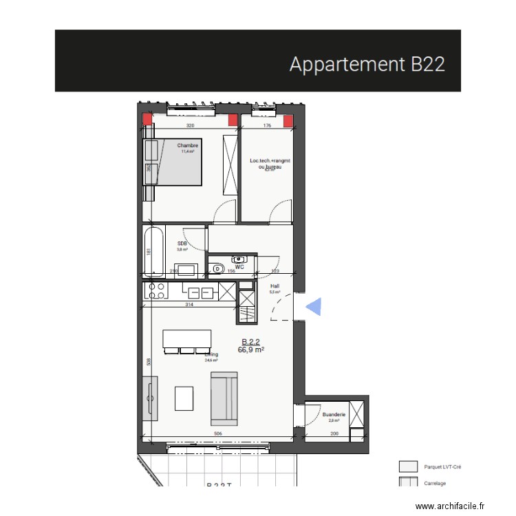 Appart B 22 buses. Plan de 0 pièce et 0 m2