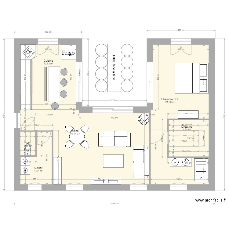 GERALD 1. Plan de 7 pièces et 71 m2