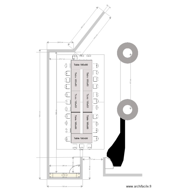 Pelouse pour anniversaire avec tables version 3. Plan de 0 pièce et 0 m2