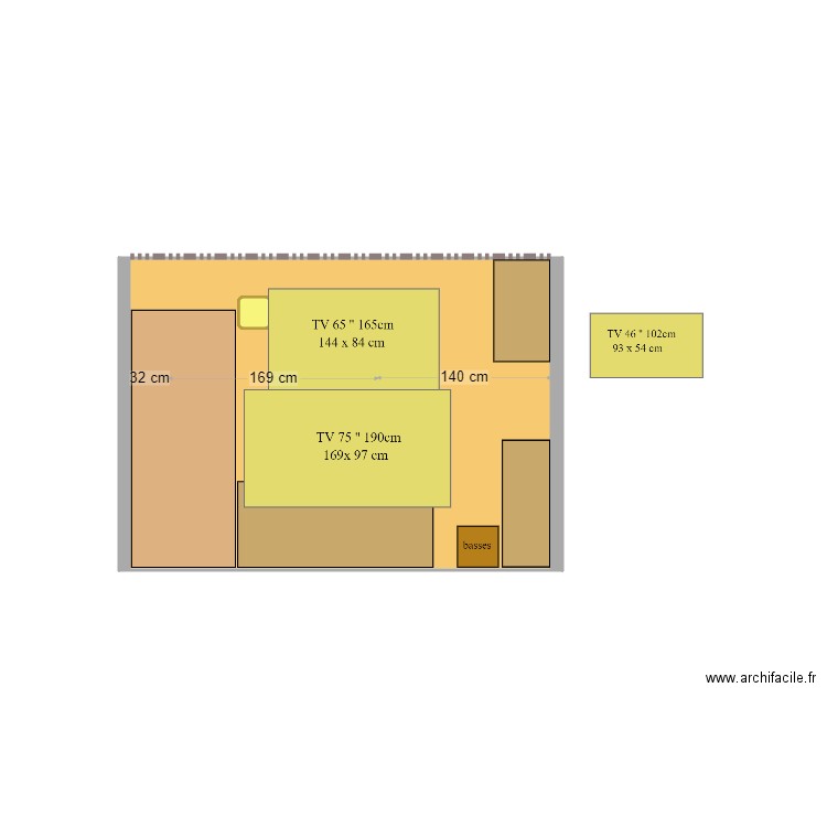 2 écrans   75   65  B. Plan de 1 pièce et 9 m2