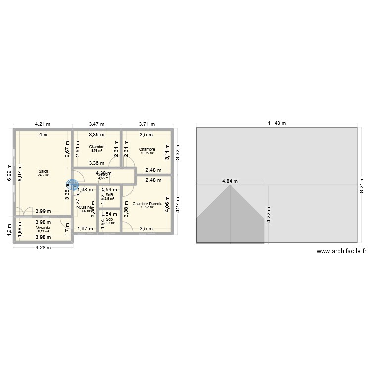 plan 4 chambres 3. Plan de 9 pièces et 79 m2