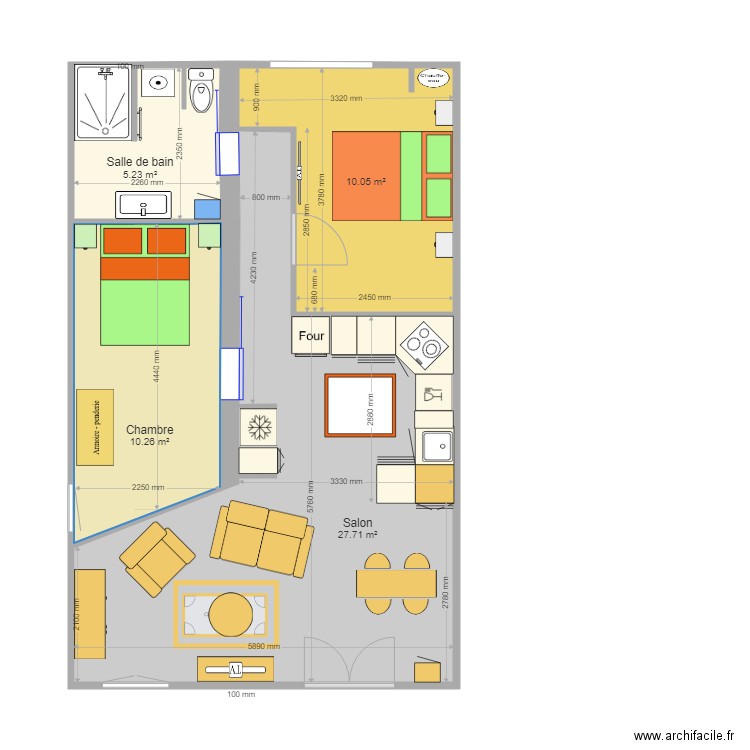 LOFT AYTRE 23bis. Plan de 4 pièces et 53 m2