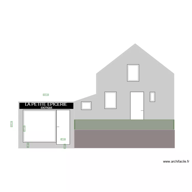FACADE COMPLETE LA PETITE EPICERIE APRES TRAVAUX. Plan de FACADE COMPLETE LA PETITE EPICERIE APRES TRAVAUX. Plan de
