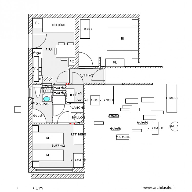 gite ruoms 7 mini interieur 3 couloir aménagé ant. Plan de 0 pièce et 0 m2