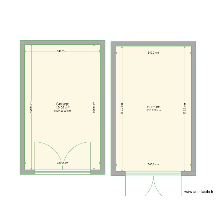 Garage Simple 19.19 M². Plan de 0 pièce et 0 m2