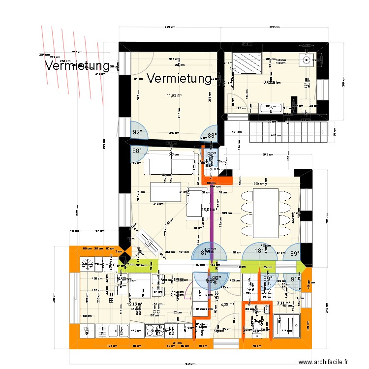 alterlanger_RDC_sansChambre. Plan de 12 pièces et 101 m2