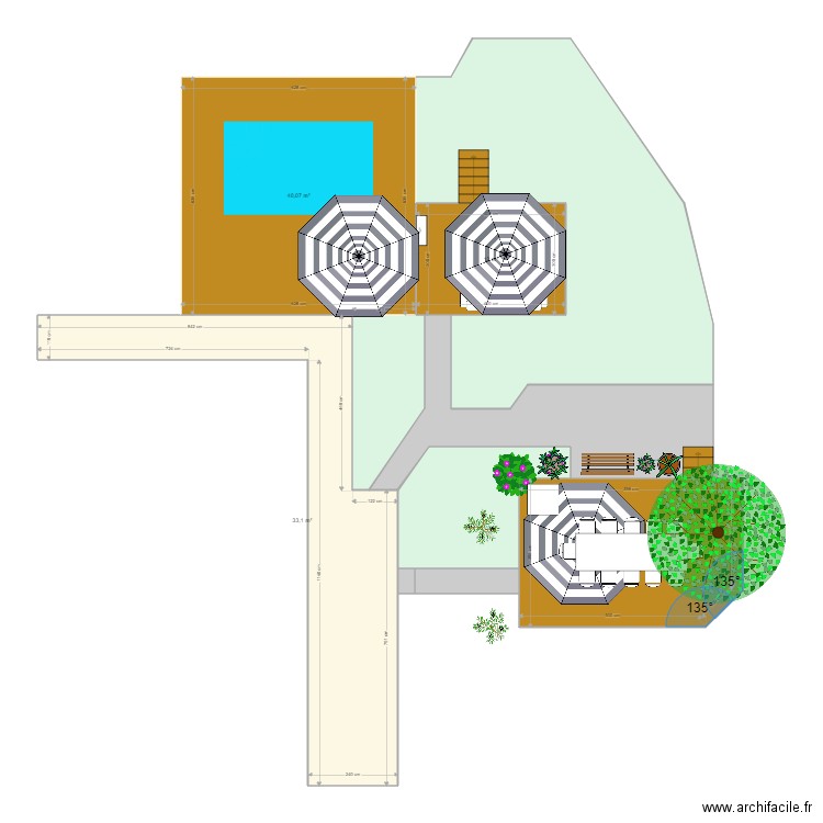 Terrasse piscine v2. Plan de 10 pièces et 195 m2