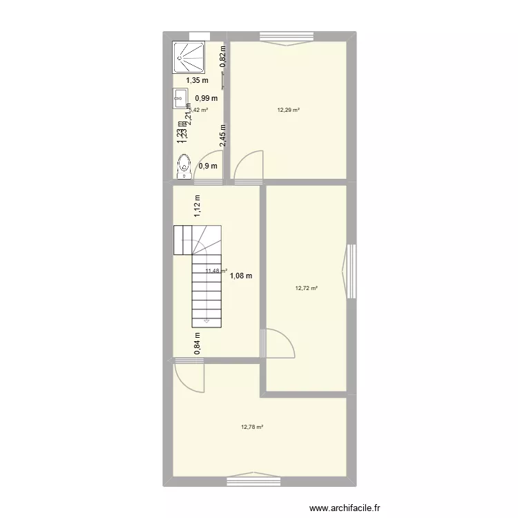 extension. Plan de 5  et 55 m²