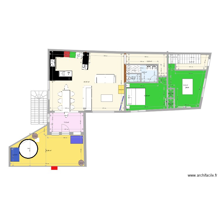 les angles étage salon mofifications 4 terrasse . Plan de 0 pièce et 0 m2