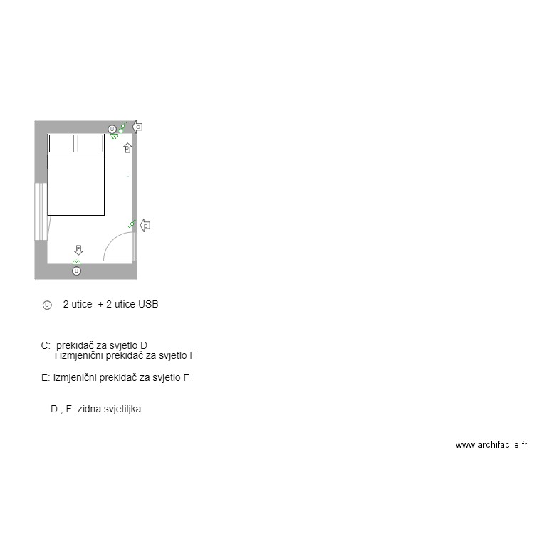 Sjever-Zapad. Plan de 1 pièce et 7 m2