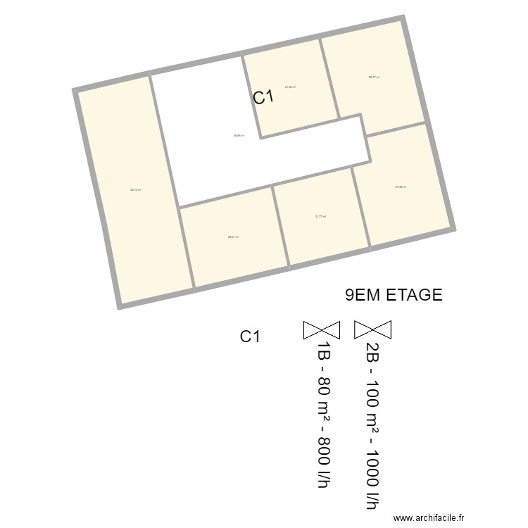 ADEF SAINT GRATIEN 9EM. Plan de 7 pièces et 232 m2