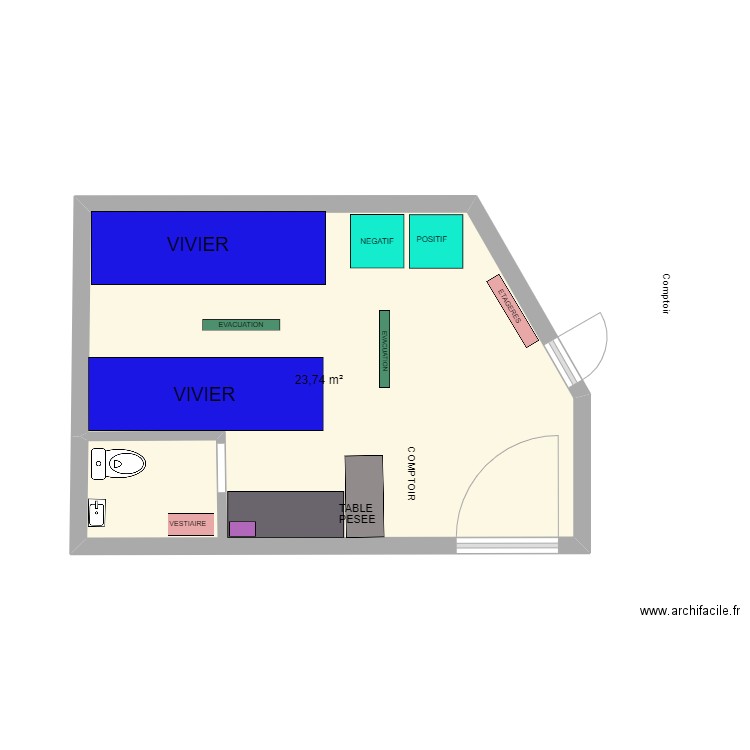 VIVIERS BOURG 4. Plan de 1 pièce et 24 m2