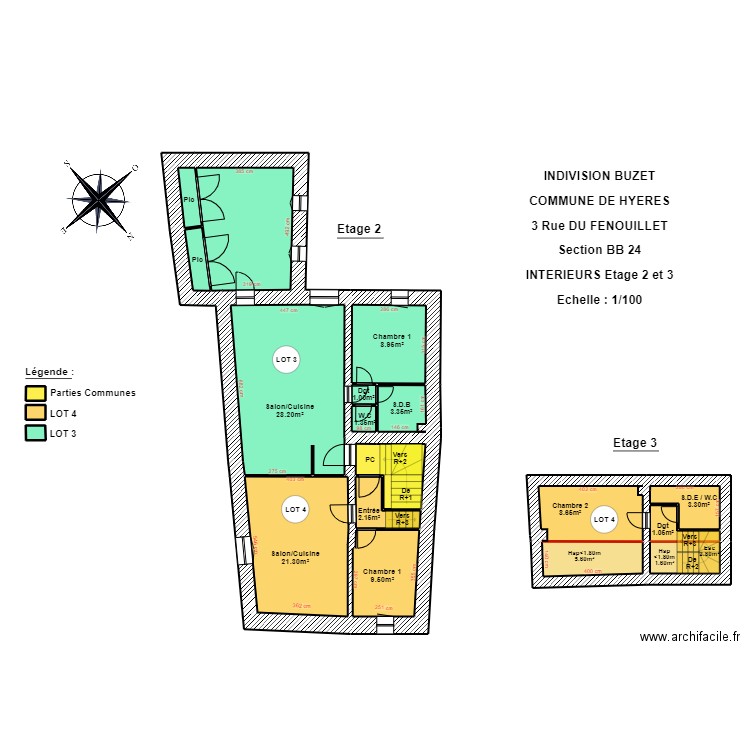 FENOUILLET R+2. Plan de 20 pièces et 129 m2