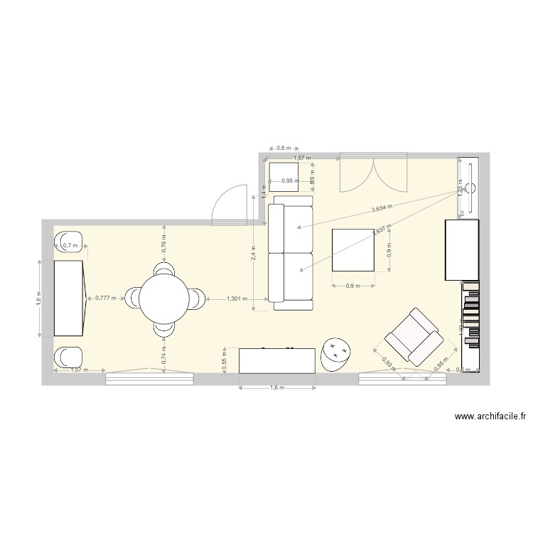 Salle de séjour MONTFORT. Plan de 1 pièce et 34 m2