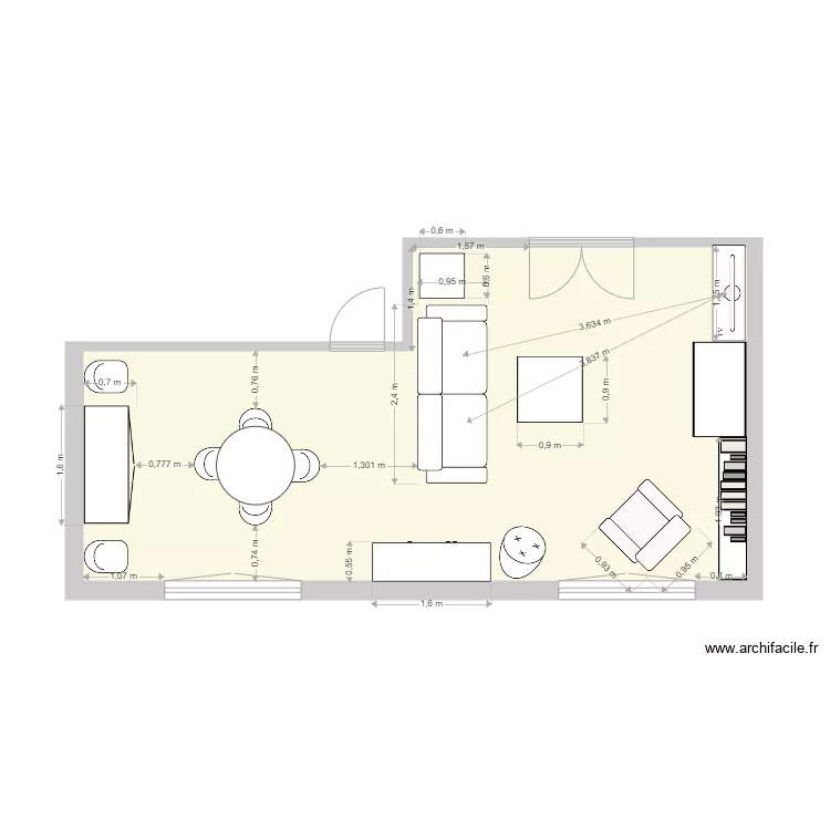 Salle de s&eacute;jour MONTFORT. Plan de 
