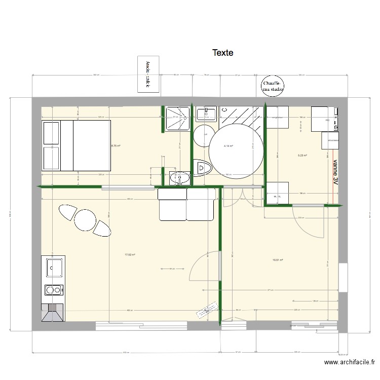 sdb et chaufferie au NORD der et studio 19 02. Plan de 0 pièce et 0 m2