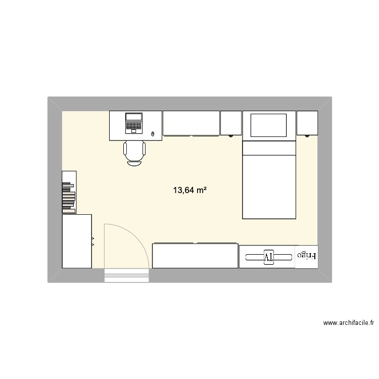 chambre Mehdi. Plan de 1 pièce et 14 m2