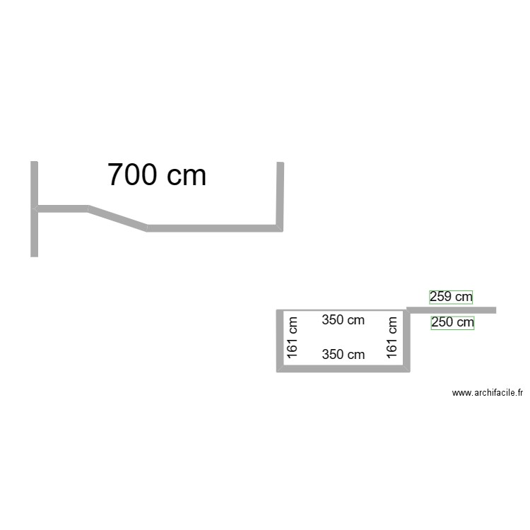 vue en coupe. Plan de 1 pièce et 6 m2