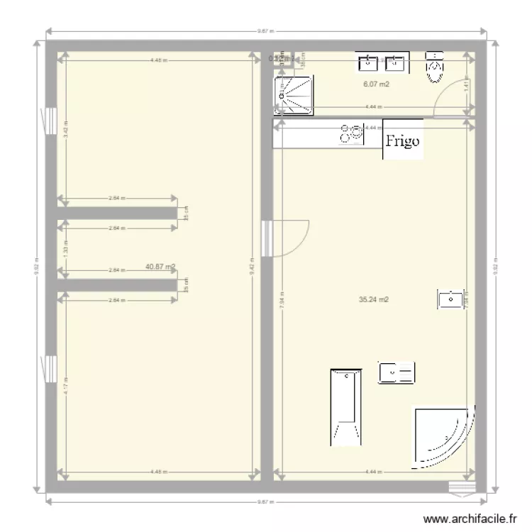 vie est belle 3 pieces mezza. Plan de 