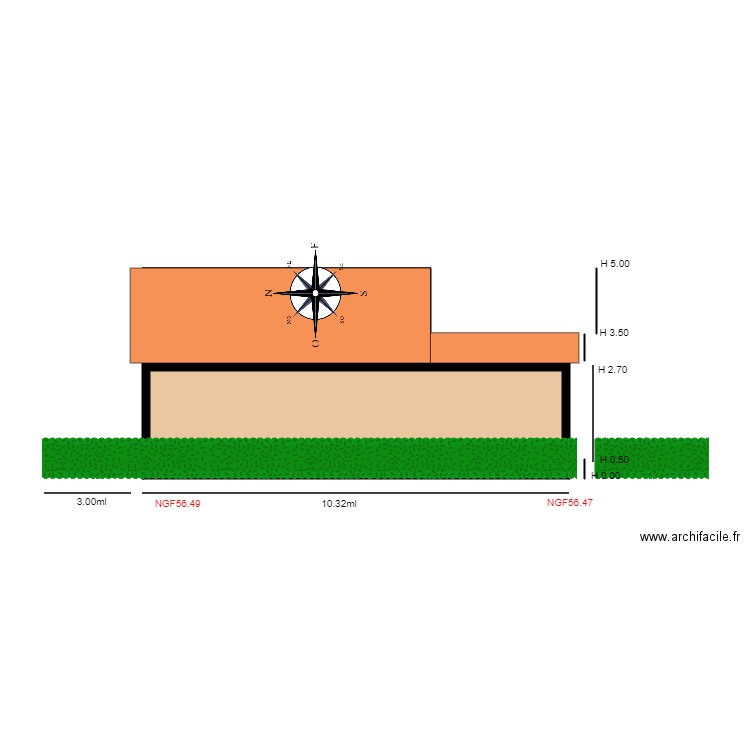 Facade OUEST           CHALET 20. Plan de 1 pièce et 26 m2