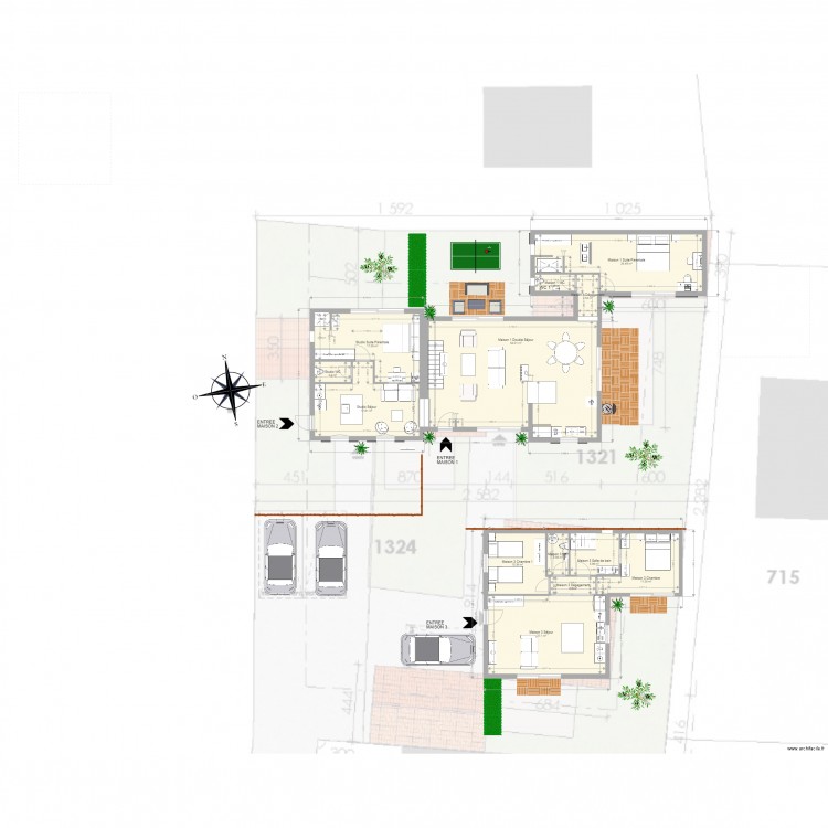 Maison 150M2 dont studio indépendant et Maison 60M2. Plan de 0 pièce et 0 m2