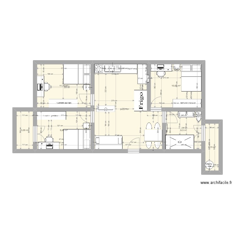 appartement 115000  3 chambres version 2. Plan de 7 pièces et 69 m2