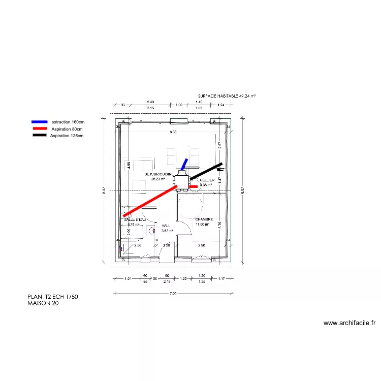 plan T2 MAJEAU VMC. Plan de 