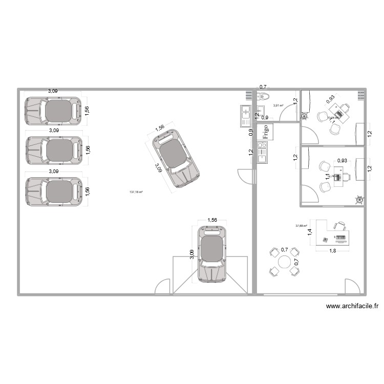 Bureau pro. Plan de 0 pièce et 0 m2