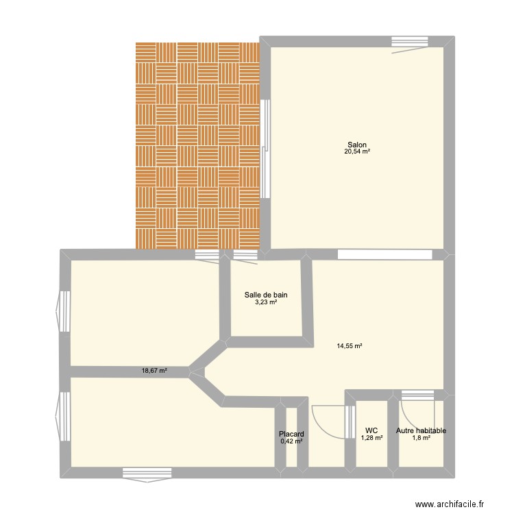 maison rénovée. Plan de 7 pièces et 60 m2