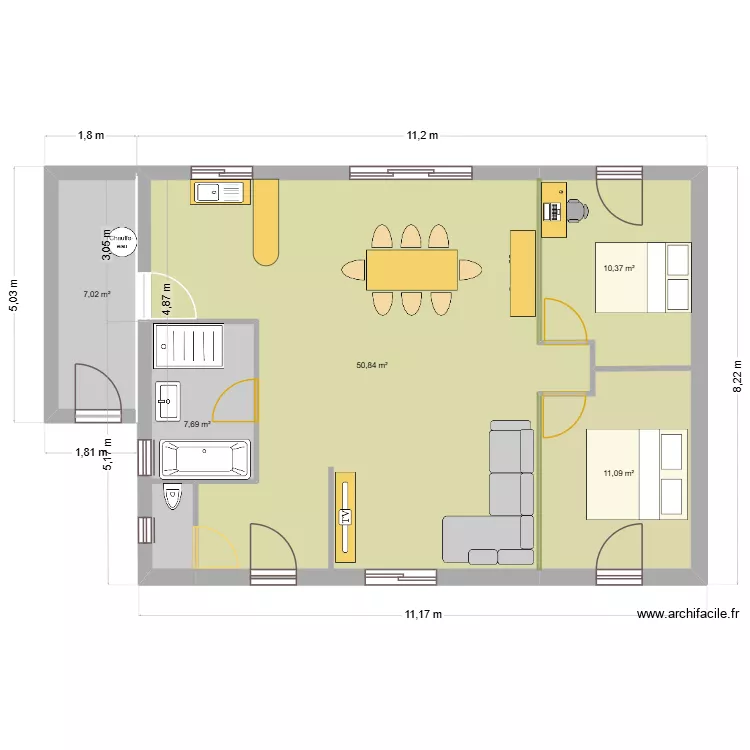 PROJET PLAN MAISON NICO SARAH SIMON. Plan de 5  et 87 m²