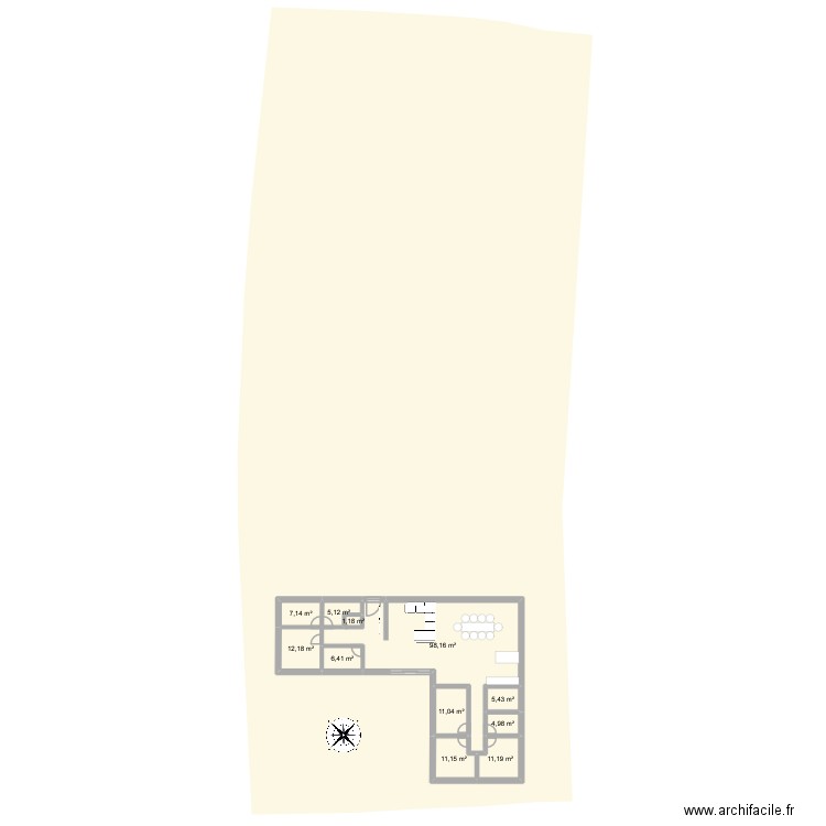 L-HDP V1. Plan de 11 pièces et 174 m2