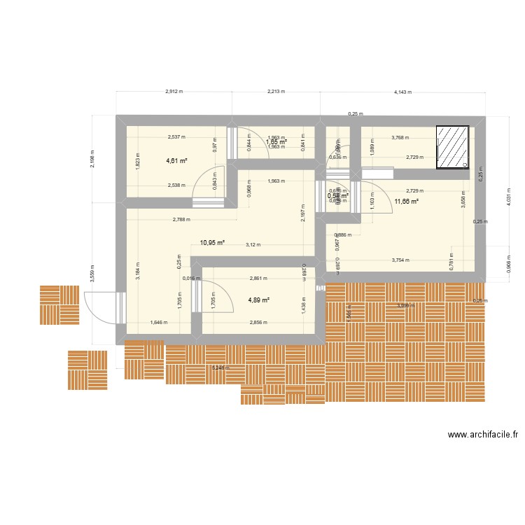 CHAMP PLAN. Plan de 6 pièces et 34 m2