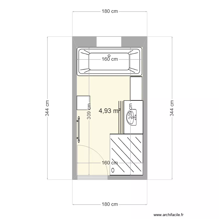 salle de bain petit bois. Plan de 