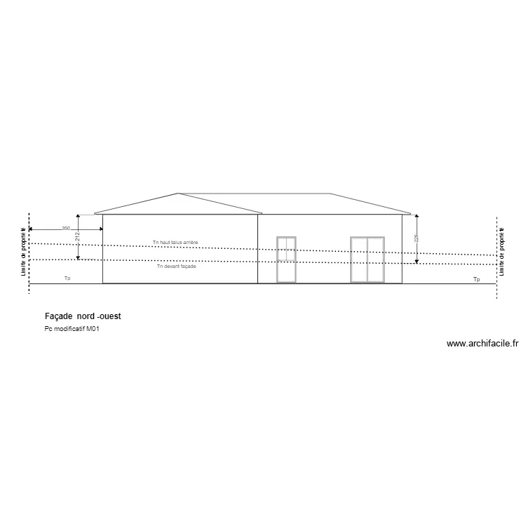 Fa&ccedil;ade nord ouest Pc M01. Plan de 