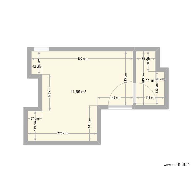 PLAN EXISTANT PROTECTION CIVILE . Plan de 2 pièces et 14 m2