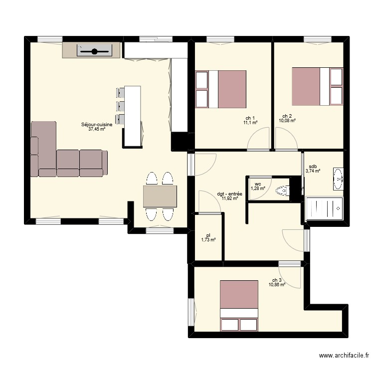 MALE PERERIRA . Plan de 10 pièces et 89 m2