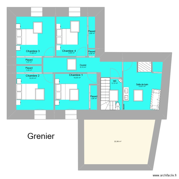 St JULIEN GRENIER 1. Plan de 13 pièces et 99 m2