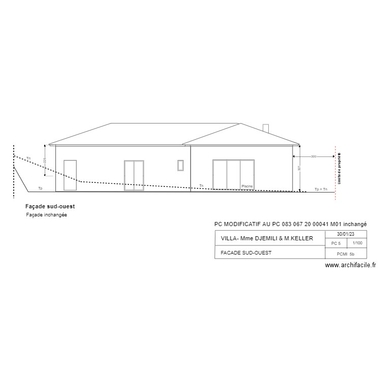 Facade sud ouest M01. Plan de 0 pièce et 0 m2