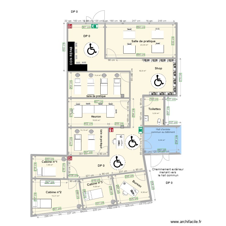 MA BEAUTE CONCEPT FORMATION après travaux avec espace de rotation. Plan de 0 pièce et 0 m2 MA BEAUTE CONCEPT FORMATION après travaux avec espace de rotation. Plan de 0 pièce et 0 m2