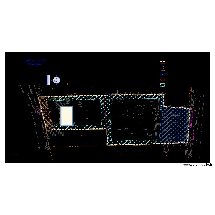 Implantation . Plan de 1 pièce et 100 m2