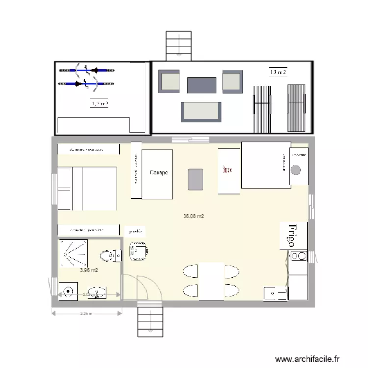 plan 40 m2. Plan de 