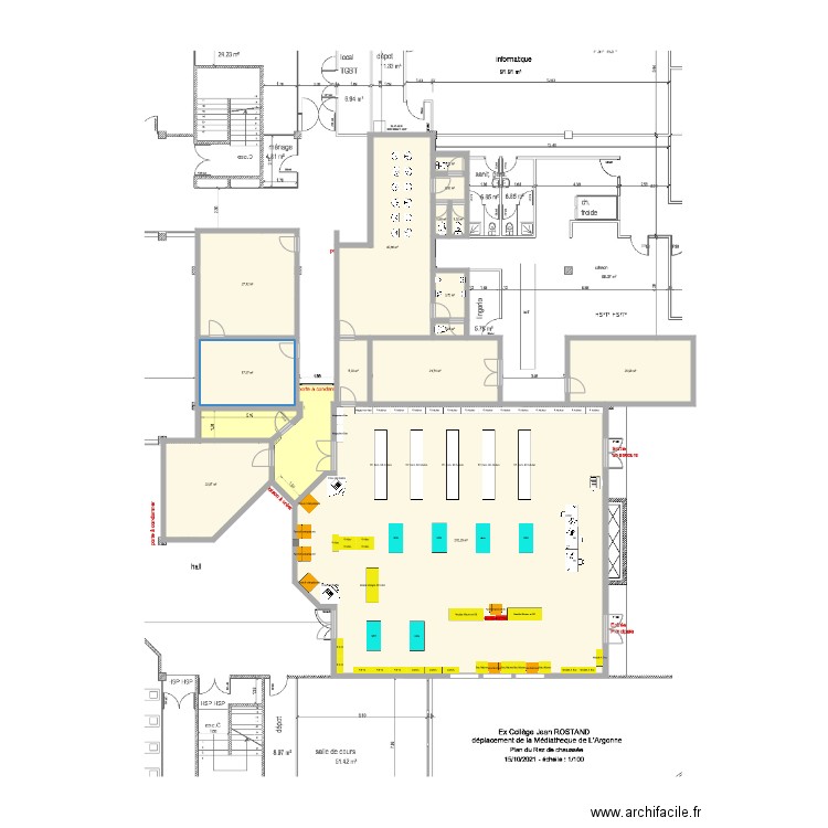 ARGONNE collège J Rostand. Plan de 14 pièces et 378 m2