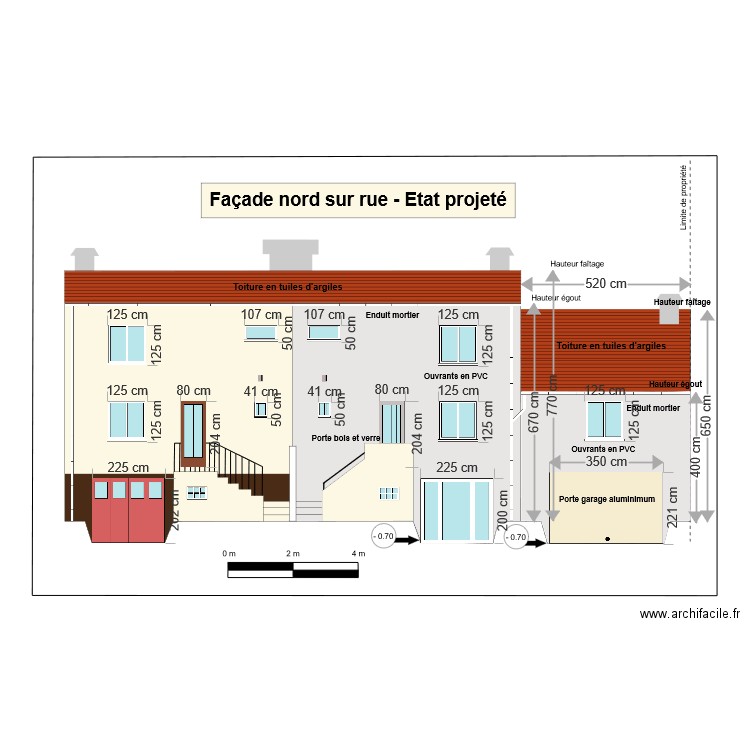 Plan de façade projeté DAVID. Plan de 0 pièce et 0 m2